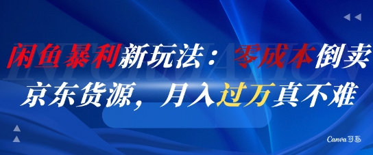 闲鱼暴利新玩法：零成本倒卖京东货源，月入过1W真不难-非凡网-资源网-最新项目分享网站