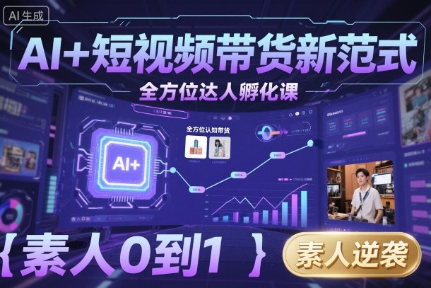 AI+短视频带货新范式全方位达人孵化课，素人也可以从0到1，全方位认知短视频带货-非凡网-资源网-最新项目分享网站