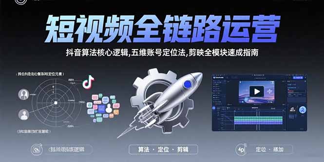 短视频全链路运营：抖音算法核心逻辑,五维账号定位法,剪映全模块速成指南-非凡网-资源网-最新项目分享网站