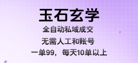 玉石玄学全自动私域成交，一单99每天十单以上，无需人工和矩阵账号，蓝海项目直接干【揭秘】-非凡网-资源网-最新项目分享网站