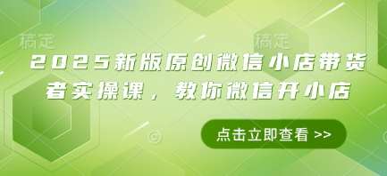 2025新版原创微信小店带货者实操课，教你微信开小店-非凡网-资源网-最新项目分享网站