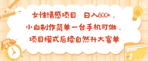 女性情感项目 小白制作简单一台手机可做 项目模式后续自然升大客单 日入6张-非凡网-资源网-最新项目分享网站