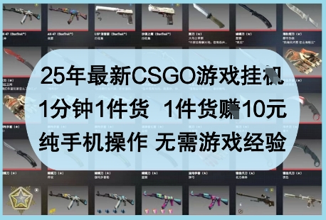 25年最新CSGO游戏挂G，1分钟1件货，1件货挣10元，纯手机操作，无需游戏经验【揭秘】-非凡网-资源网-最新项目分享网站