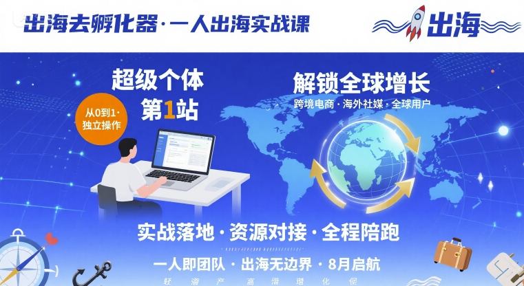 出海去孵化器，一人出海实战课，超级个体第1站，解锁全球增长-非凡网-资源网-最新项目分享网站