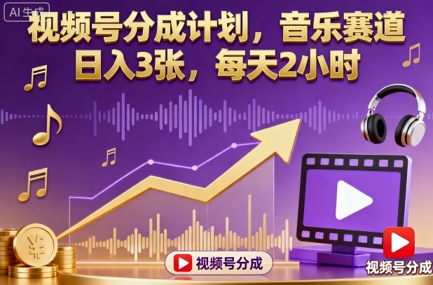 视频号分成计划，音乐赛道，日入3张，每天2小时-非凡网-资源网-最新项目分享网站