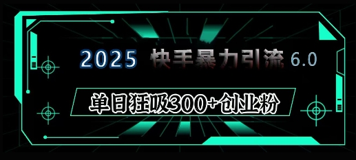 2025年快手6.0保姆级教程震撼来袭，单日狂吸300+精准创业粉-非凡网-资源网-最新项目分享网站