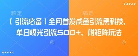 【引流必备】全网首发咸鱼引流黑科技，单日曝光引流500+，附矩阵玩法【揭秘】-非凡网-资源网-最新项目分享网站
