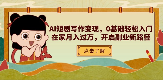 AI短剧写作变现，0基础轻松入门，在家月入过万，开启副业新路径-非凡网-资源网-最新项目分享网站