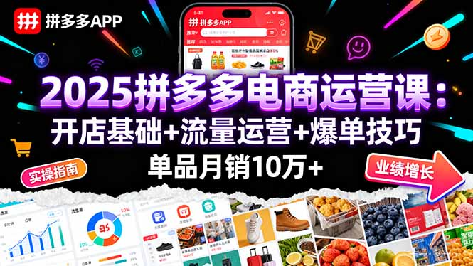 2025拼多多电商运营课：开店基础+流量运营+爆单技巧，单品月销10万+-非凡网-资源网-最新项目分享网站