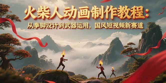 图片[1]-火柴人动画制作教程：从拳脚设计到武器运用，国风短视频新赛道-非凡网-资源网-最新项目分享网站