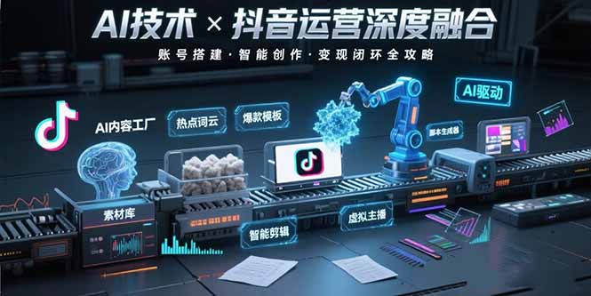 AI技术与抖音运营的深度融合应用：涵盖账号搭建、内容创作、收益变现等-非凡网-资源网-最新项目分享网站