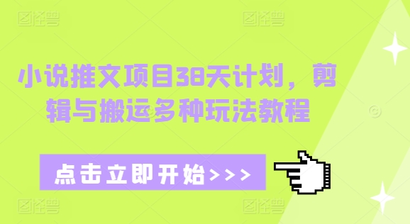 小说推文项目38天计划，剪辑与搬运多种玩法教程-非凡网-资源网-最新项目分享网站