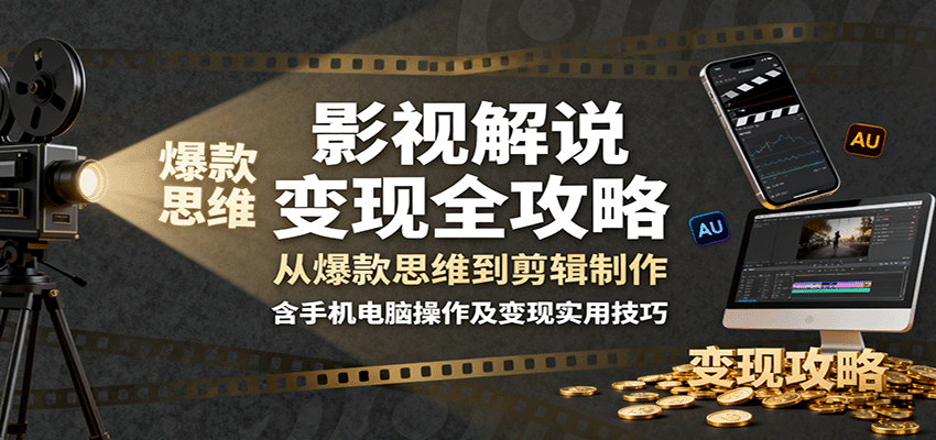 影视解说变现全攻略：从爆款思维到剪辑制作，含手机电脑操作及变现实用技巧-非凡网-资源网-最新项目分享网站