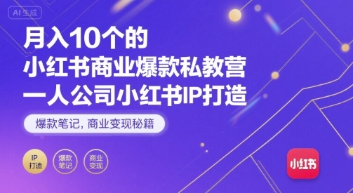 月入10个的小红书商业爆款私教营，一人公司小红书IP打造，爆款笔记，商业变现秘籍-非凡网-资源网-最新项目分享网站