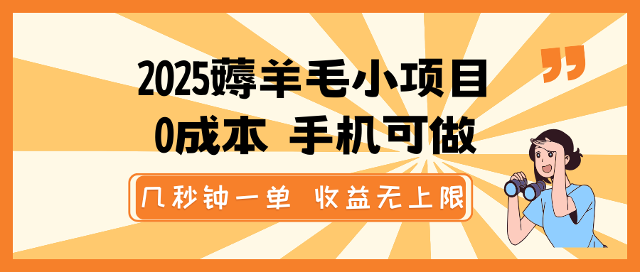2025薅羊毛小项目，0成本 手机可做，几秒钟一单，收益无上限-非凡网-资源网-最新项目分享网站