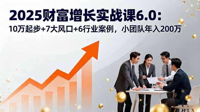 2025财富增长实战课6.0：10万起步+7大风口+6行业案例，小团队年入200万-非凡网-资源网-最新项目分享网站