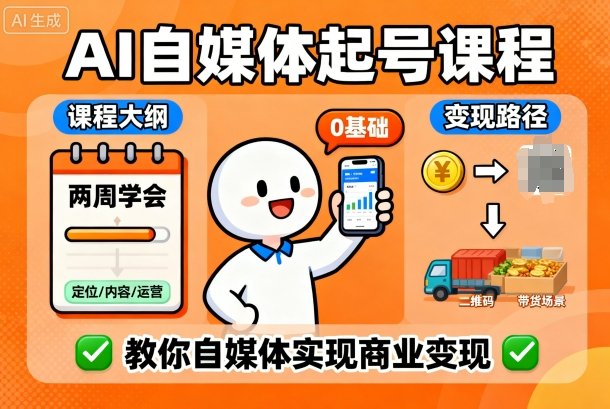 AI自媒体起号课程，0基础小白两周学会，教你自媒体实现商业变现-非凡网-资源网-最新项目分享网站