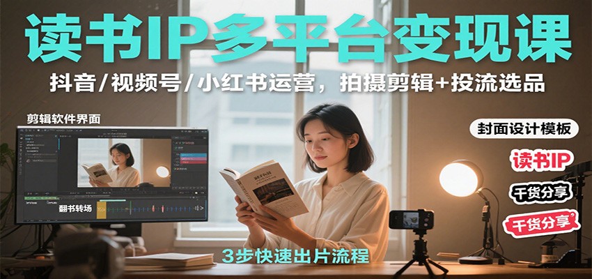 读书IP多平台变现课：抖音/视频号/小红书运营，拍摄剪辑+投流选品-非凡网-资源网-最新项目分享网站