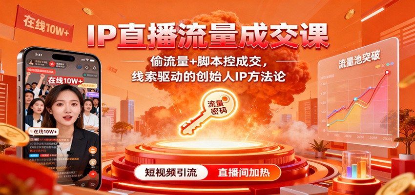IP直播流量成交课：偷流量+脚本控成交，线索驱动的创始人IP方法论-非凡网-资源网-最新项目分享网站
