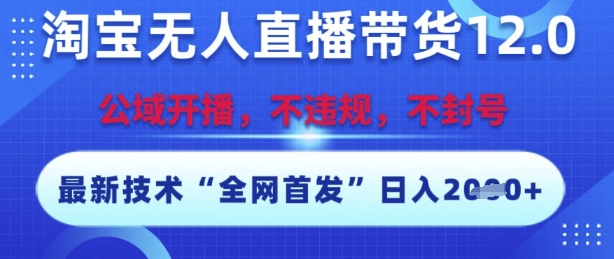 淘宝无人直播带货12.0，最新技术，不封号，不违规，操作简单，开播爆单，日入多张【揭秘】-非凡网-资源网-最新项目分享网站
