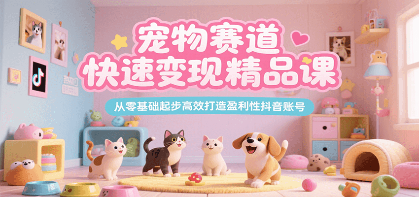 宠物赛道快速变现精品课，从零基础起步高效打造盈利性抖音账号-非凡网-资源网-最新项目分享网站