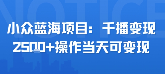 小众蓝海项目，千播变现2.5k+操作当天可变现-非凡网-资源网-最新项目分享网站