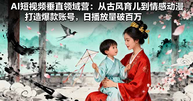 AI短视频垂直领域营：从古风育儿到情感动漫，打造爆款账号,日播放量破百万-非凡网-资源网-最新项目分享网站