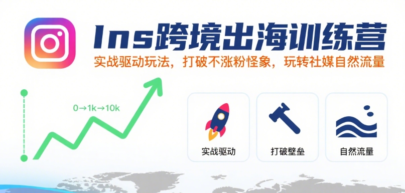 Ins跨境出海训练营，实战驱动玩法，打破不涨粉怪象，玩转社媒自然流量-非凡网-资源网-最新项目分享网站