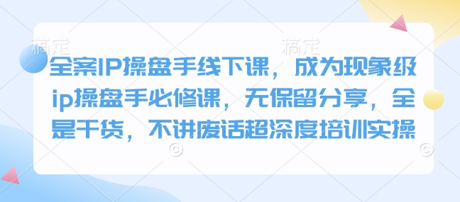 全案IP操盘手线下课，成为现象级ip操盘手必修课，无保留分享，全是干货，不讲废话超深度培训实操-非凡网-资源网-最新项目分享网站