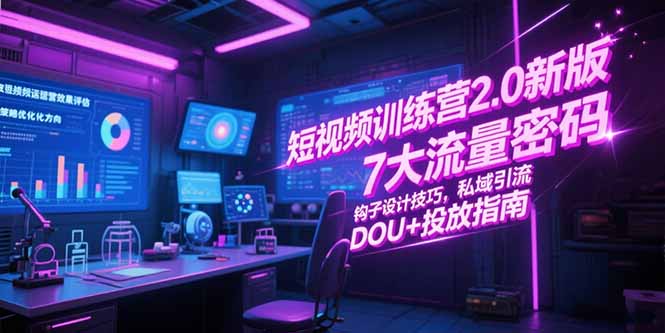 短视频训练营2.0新版，7大流量密码/钩子设计技巧/私域引流/DOU+投放指南-非凡网-资源网-最新项目分享网站