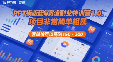 PPT模版蓝海赛道副业特训营1.0，项目非常简单粗暴，客单价可以高到150-200-非凡网-资源网-最新项目分享网站