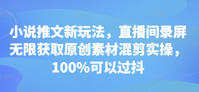 小说推文新玩法，直播间录屏无限获取原创素材混剪实操，100%可以过抖-非凡网-资源网-最新项目分享网站