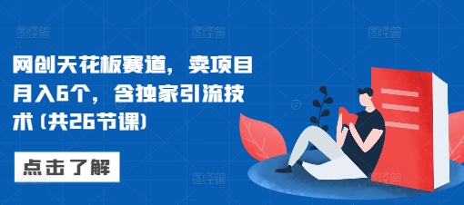 网创天花板赛道，卖项目月入6个，含独家引流技术(共26节课)-非凡网-资源网-最新项目分享网站