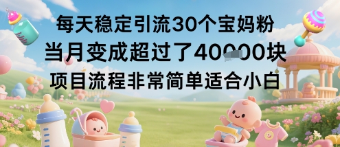 每天稳定引流30个宝妈粉当月变成超过了1W+项目流程非常简单适合小白-非凡网-资源网-最新项目分享网站