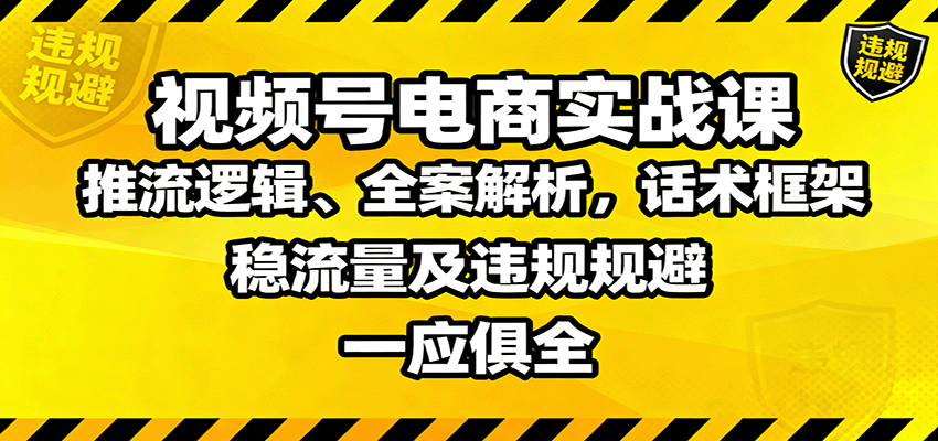 视频号电商实战课：推流逻辑、全案解析，话术框架，稳流量及违规规避等-非凡网-资源网-最新项目分享网站