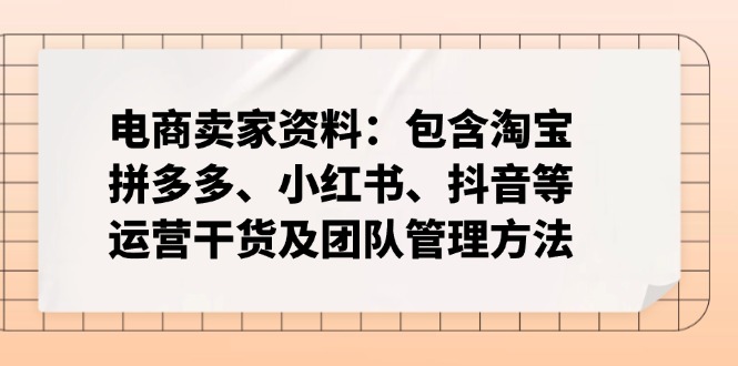 电商卖家资料：包含淘宝、拼多多、小红书、抖音等运营干货及团队管理方法-非凡网-资源网-最新项目分享网站