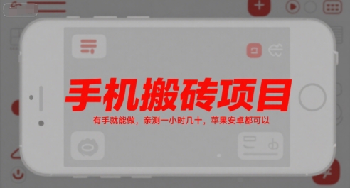 手机搬砖项目，有手就能做，亲测一小时几十，苹果安卓都可以-非凡网-资源网-最新项目分享网站
