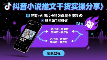 抖音小说推文干货实操分享，混剪+AI图片卡特效爆量全流程，0粉丝0门槛可做-非凡网-资源网-最新项目分享网站