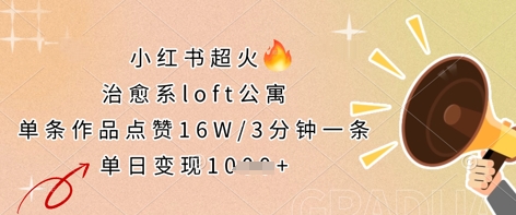小红书超火的治愈系loft公寓，单条作品点赞16W，3分钟一条，单日变现数张-非凡网-资源网-最新项目分享网站