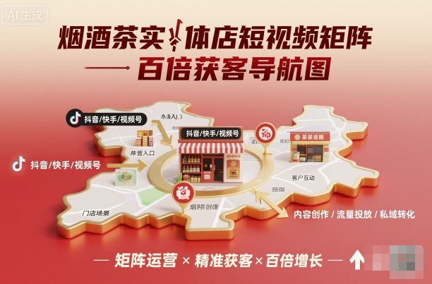 烟酒茶实体店短视频矩阵百倍获客导航图-非凡网-资源网-最新项目分享网站