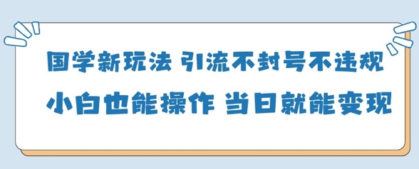 国学新玩法，引流不封号不违规小白也能操作，当日就能变现-非凡网-资源网-最新项目分享网站