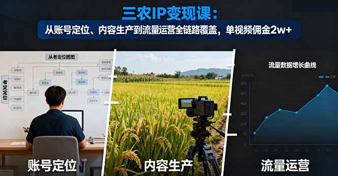 三农IP变现课：从账号定位、内容生产到流量运营全链路覆盖，单视频佣金2w+-非凡网-资源网-最新项目分享网站