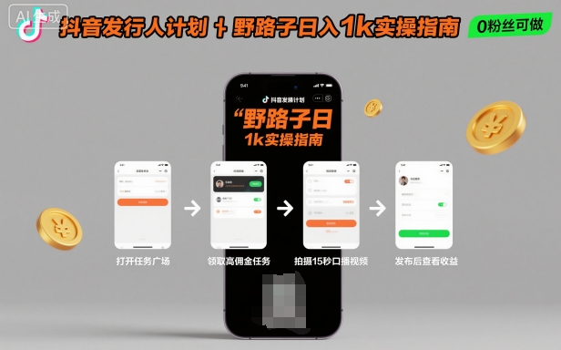 抖音发行人计划全新野路子玩法，随时随地，只要有手机，就能操作，日入1k+【揭秘】-非凡网-资源网-最新项目分享网站