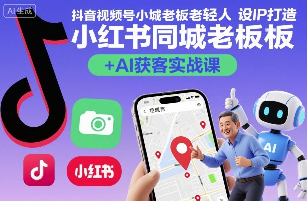 抖音视频号小红书同城老板轻人设IP打造+AI获客实战课，人设打造-算法拆解-拍摄剪辑-内容运营-AI创作-非凡网-资源网-最新项目分享网站