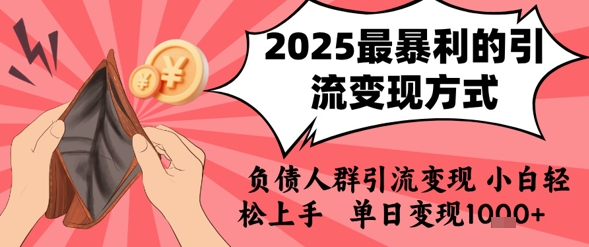 2025年最暴利的引流变现方式，负债人群引流变现，小白轻松上手，日入1k-非凡网-资源网-最新项目分享网站