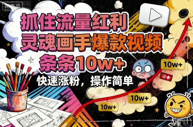 抓住流量红利，灵魂画手爆款视频，条条10w+，快速涨粉，操作简单-非凡网-资源网-最新项目分享网站