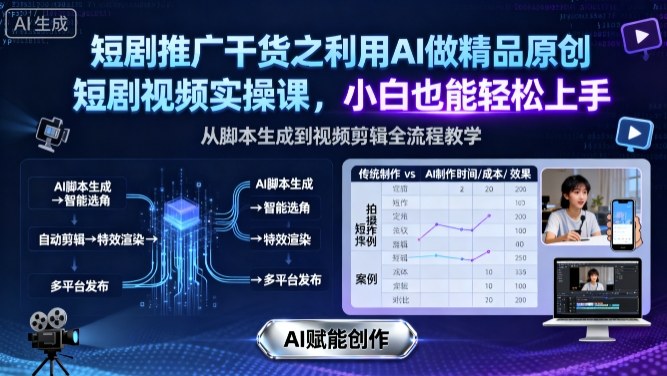 短剧推广干货之利用AI做精品原创短剧视频实操课，小白也能轻松上手-非凡网-资源网-最新项目分享网站