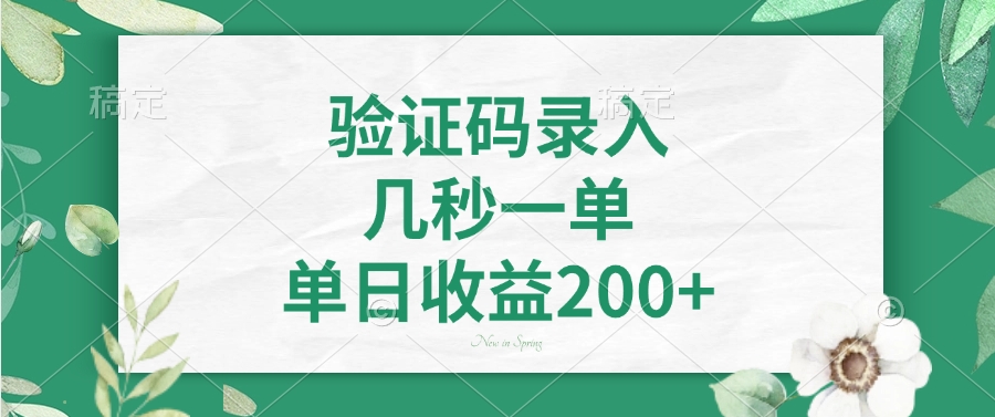 验证码录入，几秒一单，单日收益200+-非凡网-资源网-最新项目分享网站