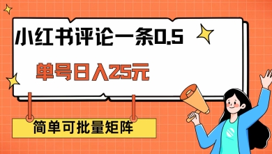 小红书评论一条0.5元 单账号一天可得25元 可矩阵操作 简单无脑靠谱【揭秘】-非凡网-资源网-最新项目分享网站