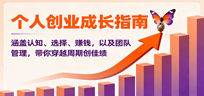 个人创业成长指南：涵盖认知、选择、赚钱，以及团队管理，带你穿越周期创佳绩-非凡网-资源网-最新项目分享网站